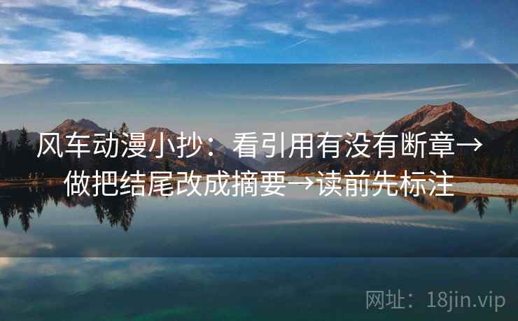 风车动漫小抄：看引用有没有断章→做把结尾改成摘要→读前先标注