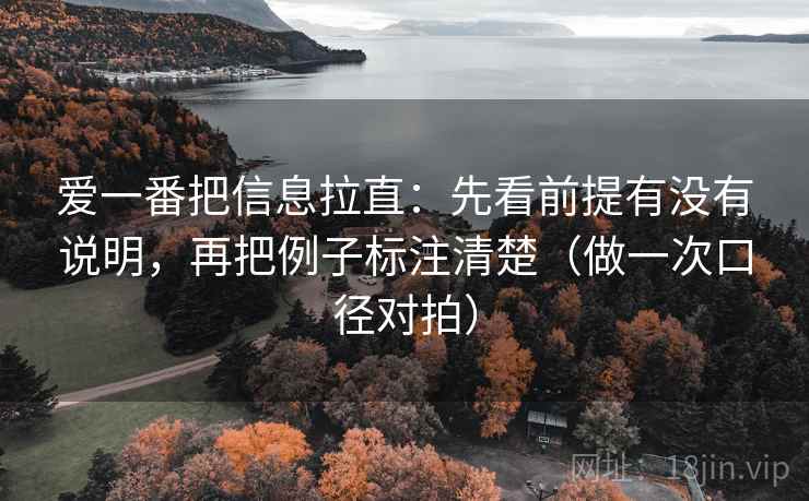 爱一番把信息拉直：先看前提有没有说明，再把例子标注清楚（做一次口径对拍）